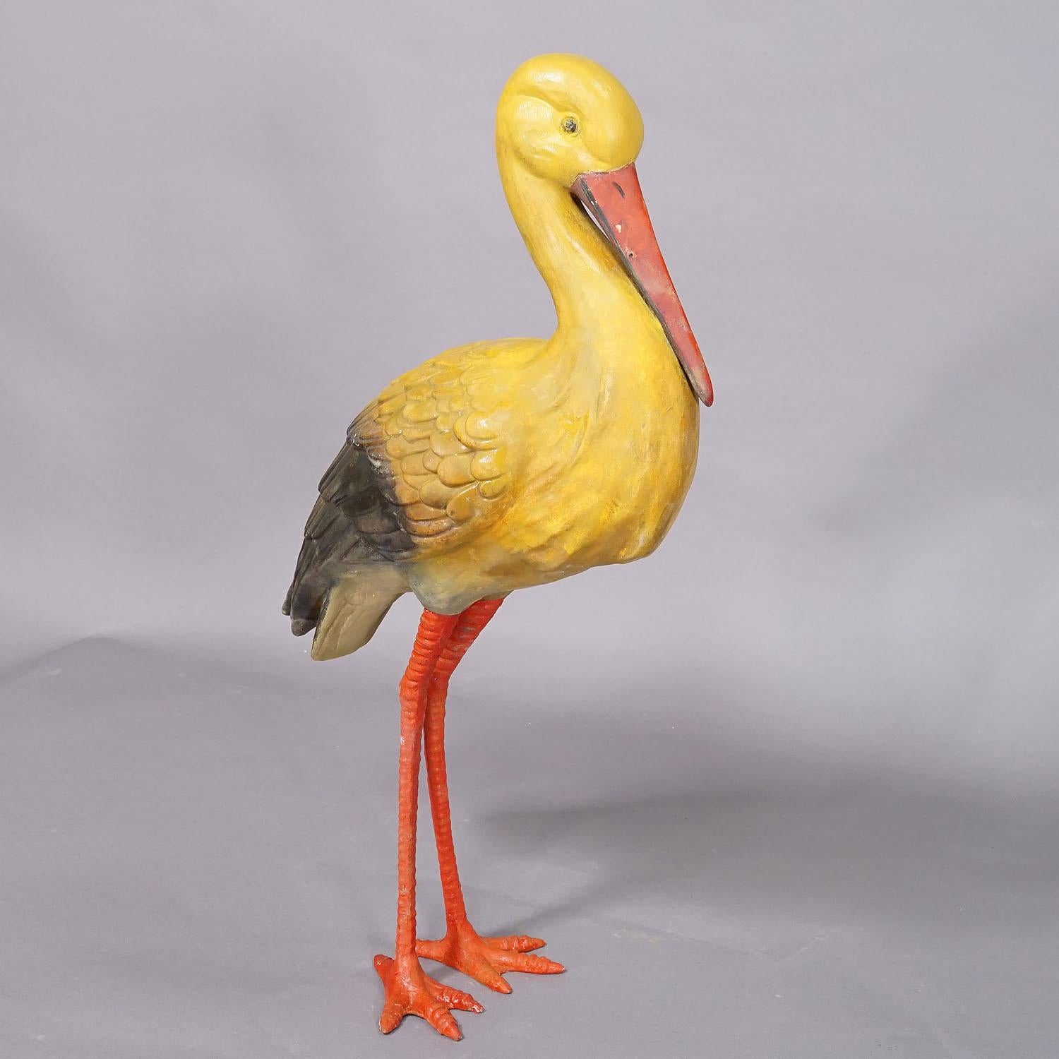 Victorian Rare Terracotta Stork for Garden Decoration, Germany ca. 1950s For Sale