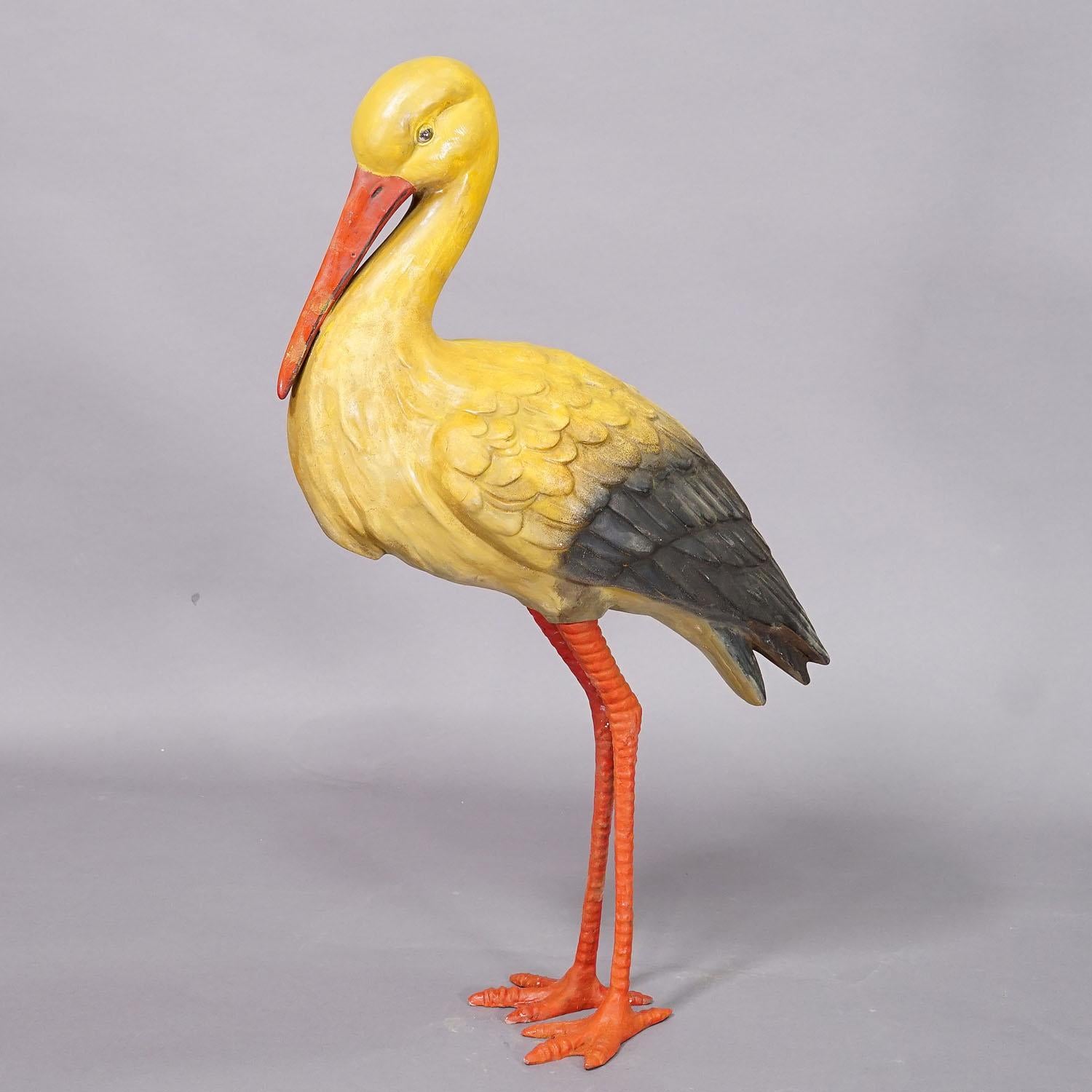 Rare Terracotta Stork for Garden Decoration, Germany ca. 1950s In Good Condition For Sale In Berghuelen, DE