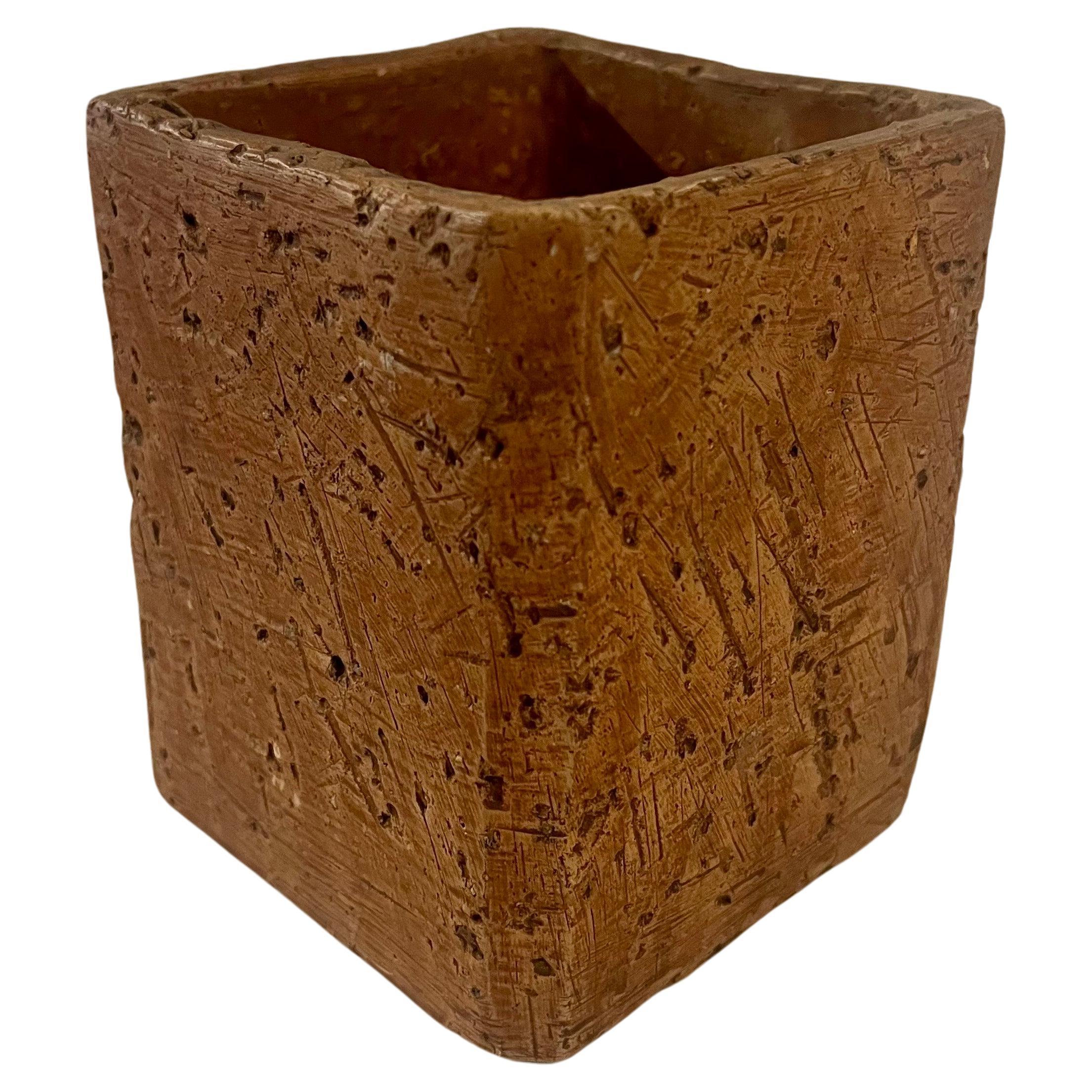 Rare Textured Finish Terracotta Minimalist Mid Century Small Planter WestGermany In Excellent Condition For Sale In San Diego, CA