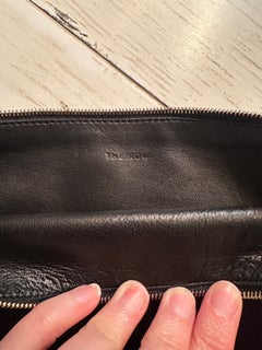 rare The Row Silk Flat Clutch Black Rectangle Leather lined Luxury Evening Pouch