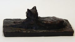 Rare Theophile Steinlen Bronze Sculpture, circa 1900, "Chat Allonge" Edition 10