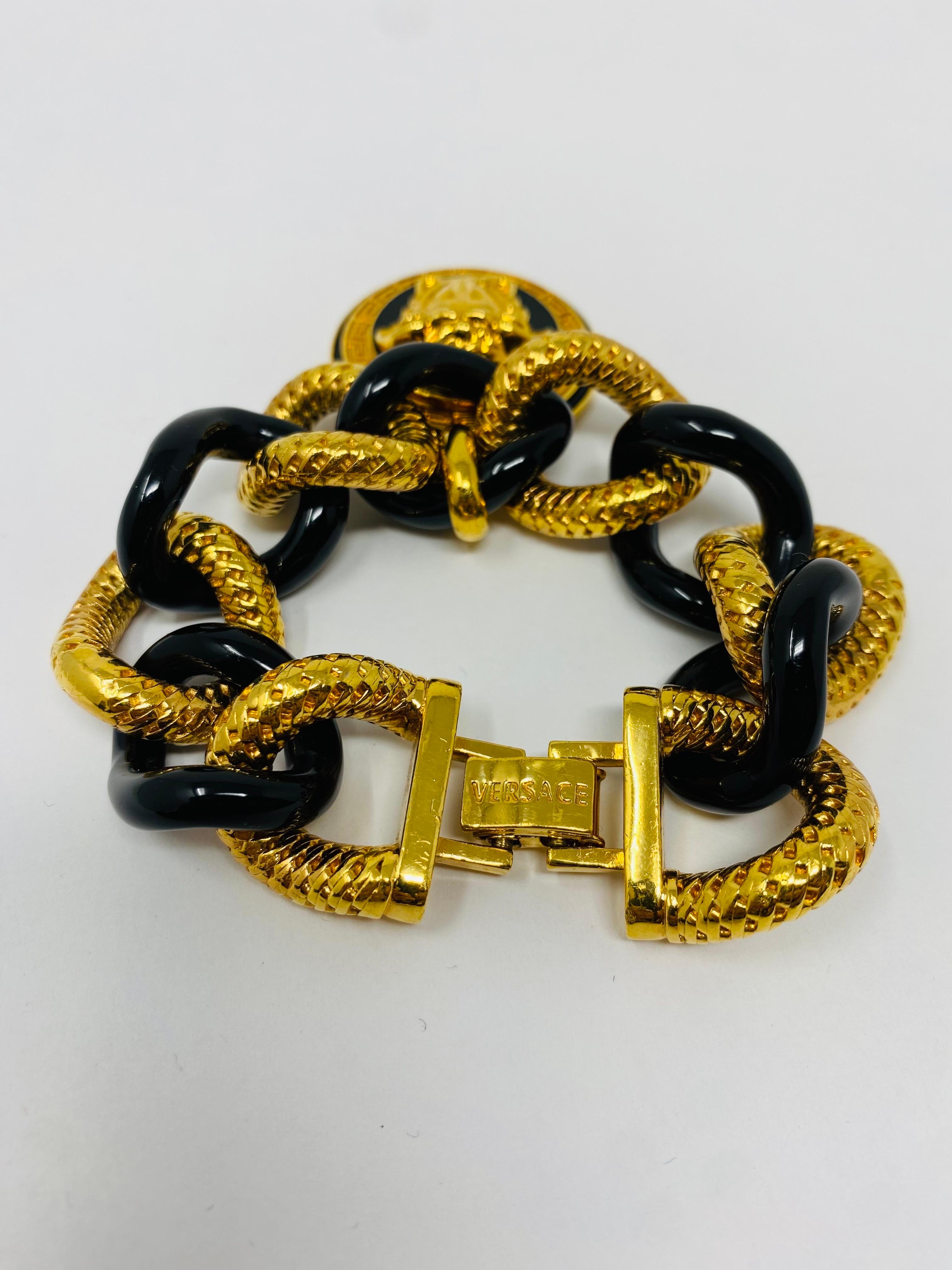 Rare Thick Chain Medusa Charm Bracelet by Versace For Sale 4