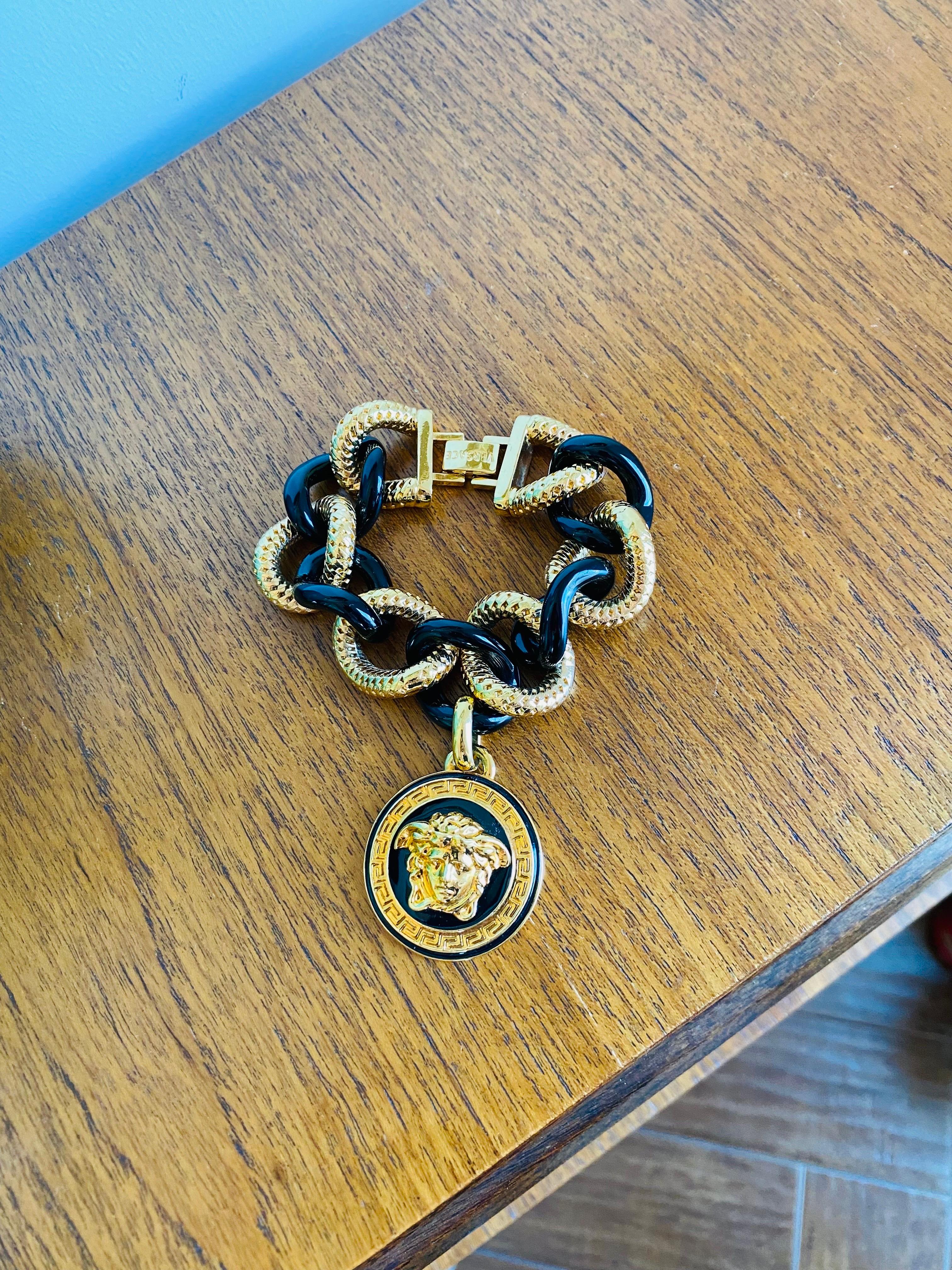 Modern Rare Thick Chain Medusa Charm Bracelet by Versace For Sale