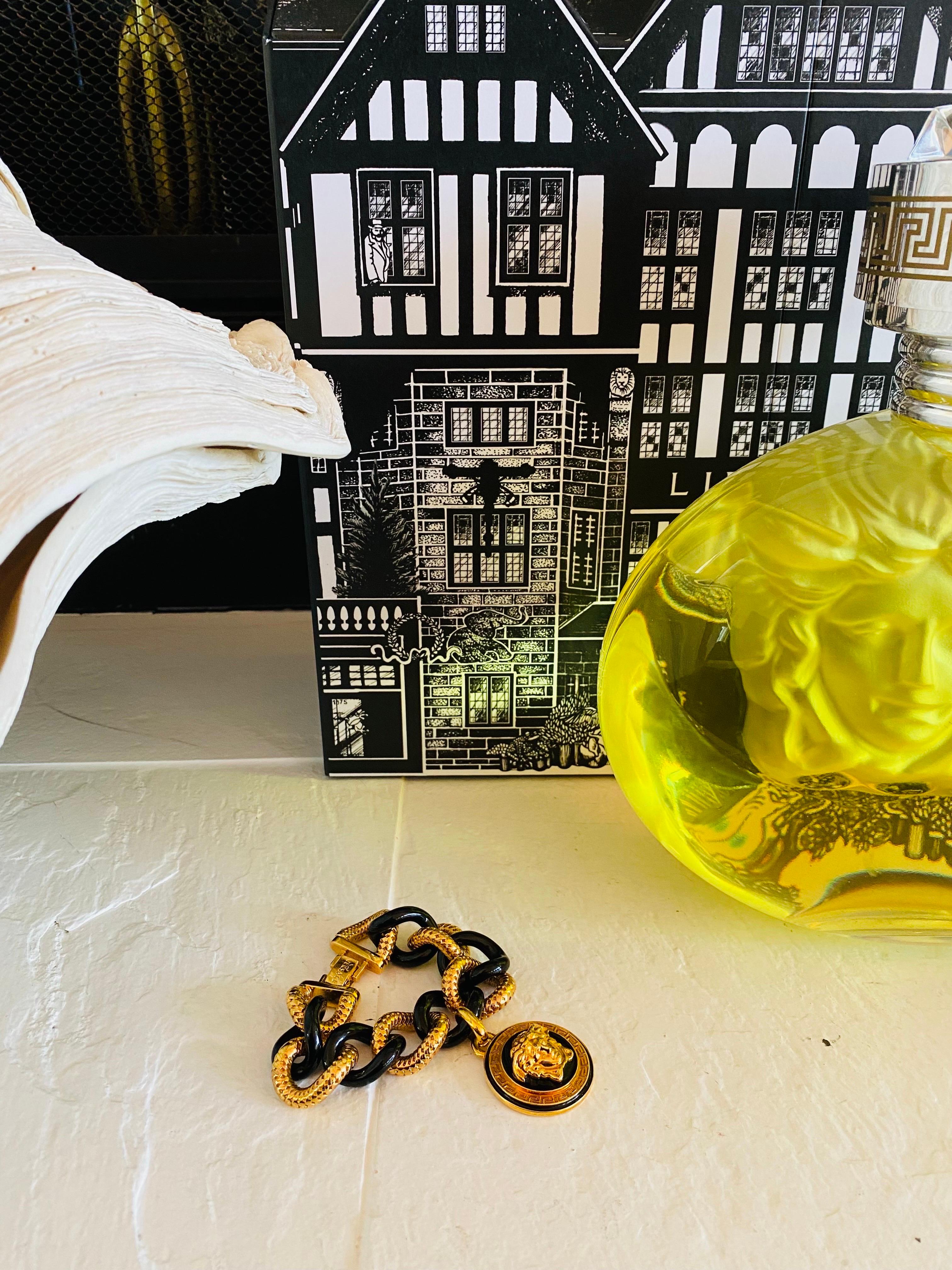 Hand-Crafted Rare Thick Chain Medusa Charm Bracelet by Versace For Sale