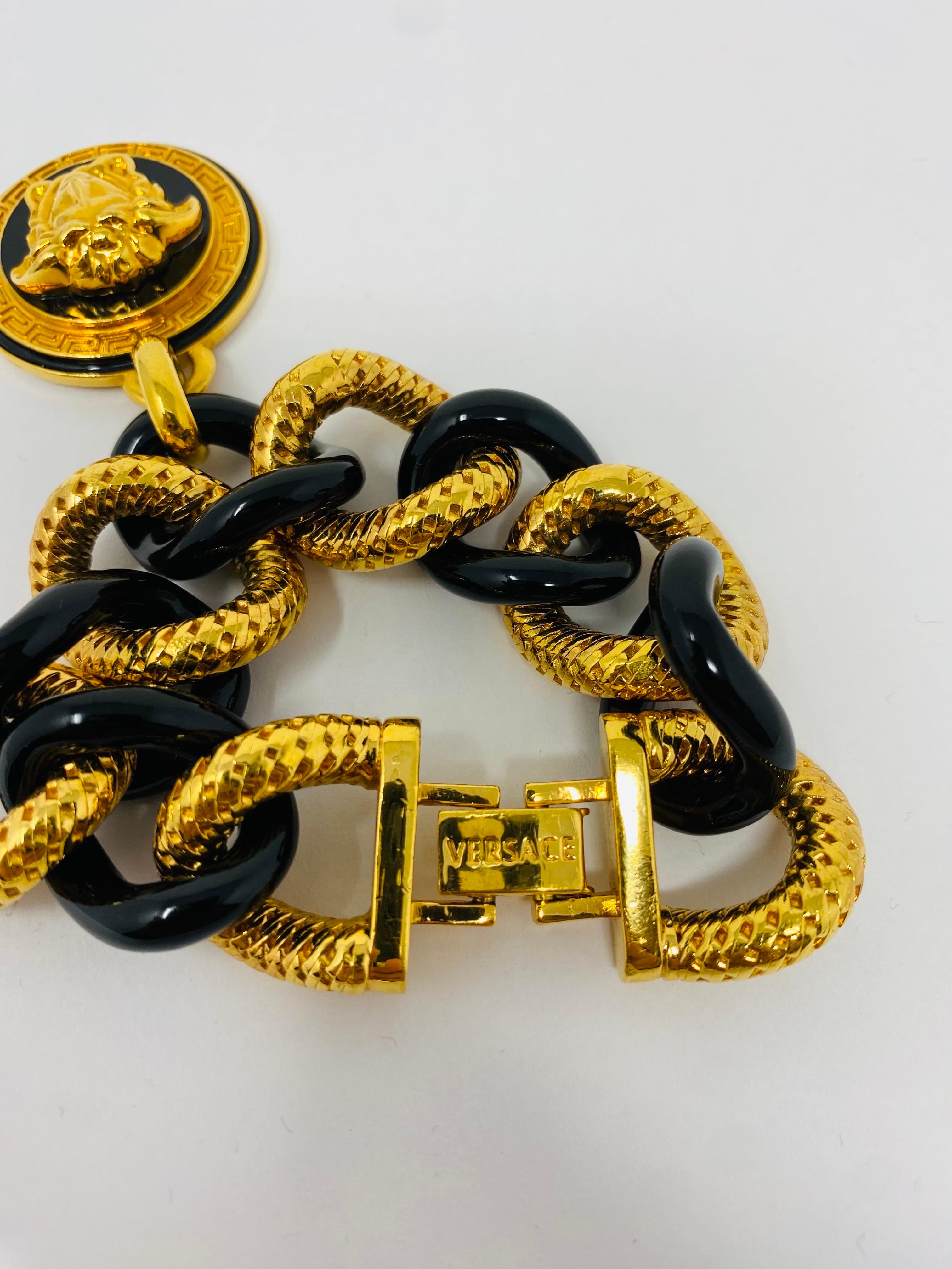 Contemporary Rare Thick Chain Medusa Charm Bracelet by Versace For Sale