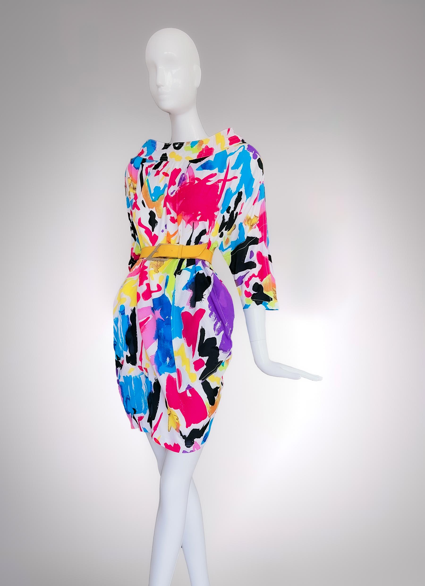 Rare Thierry Mugler 1986 Collection Dress with Belt For Sale 1