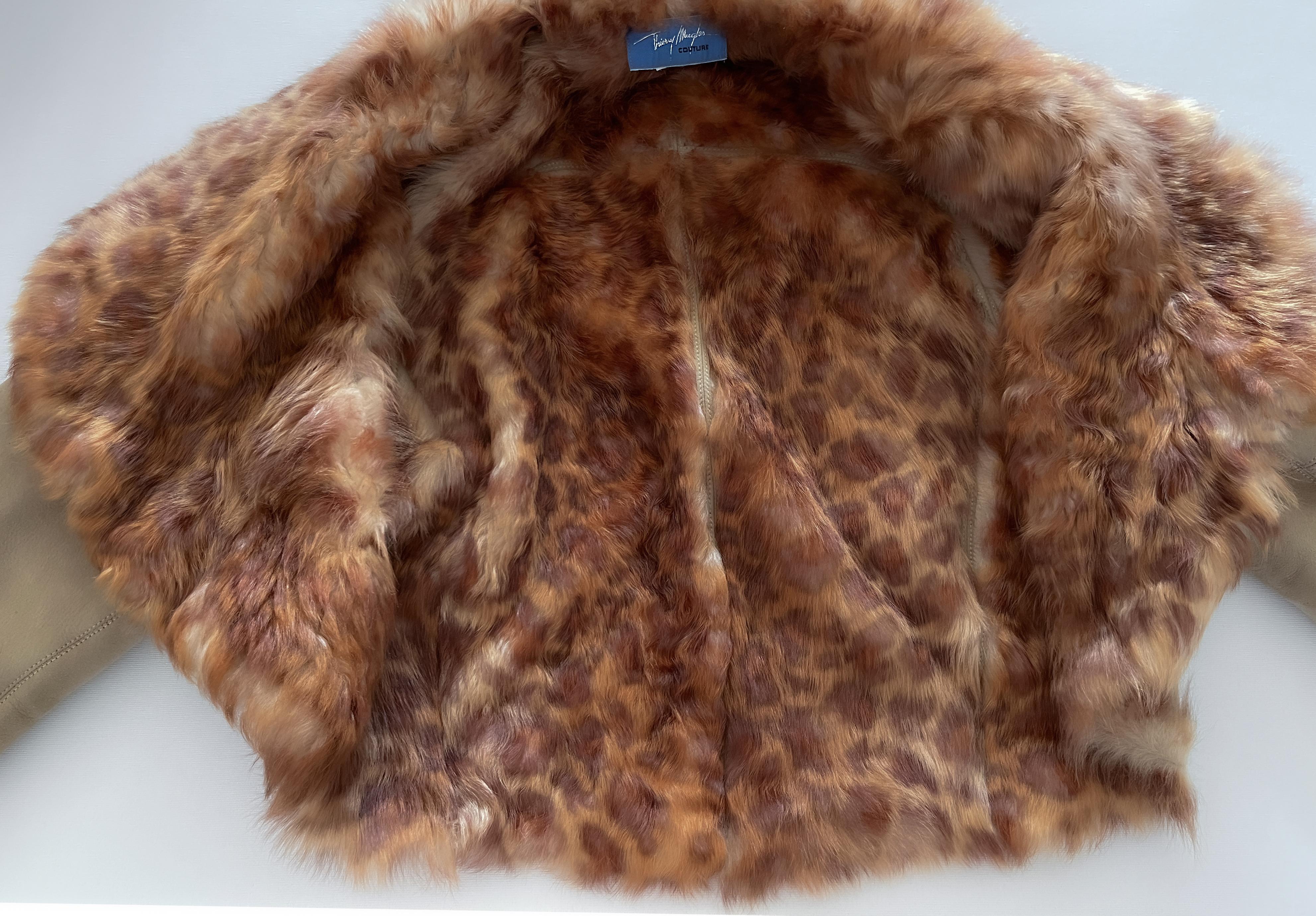 Rare Thierry Mugler Couture Jacket Suede Faux Fur Bolero For Sale 6