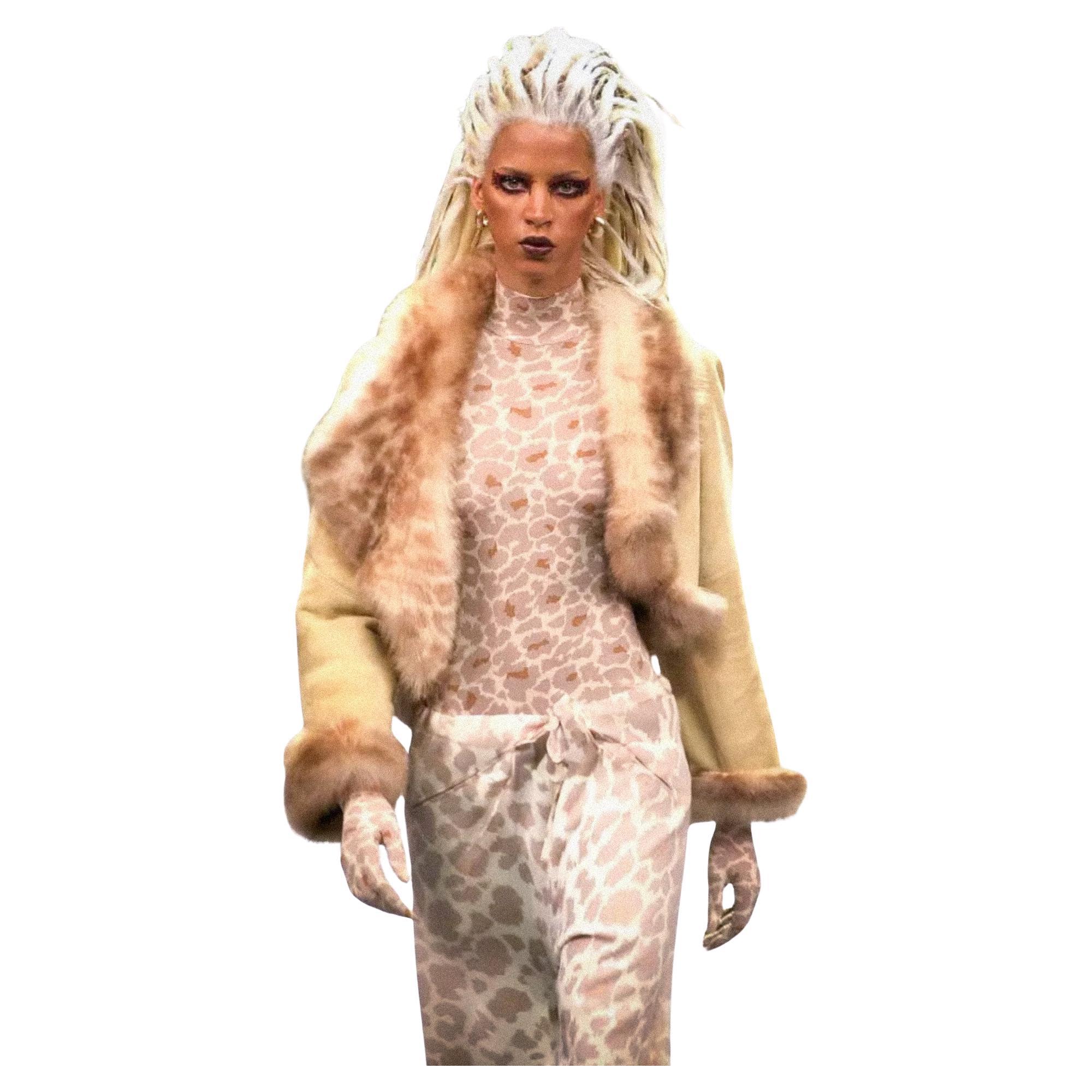 Rare Thierry Mugler Couture Jacket Suede Faux Fur Bolero For Sale