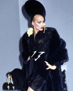Raro Conjunto de Seda Thierry Mugler Devoré Precioso Traje de Falda Negro