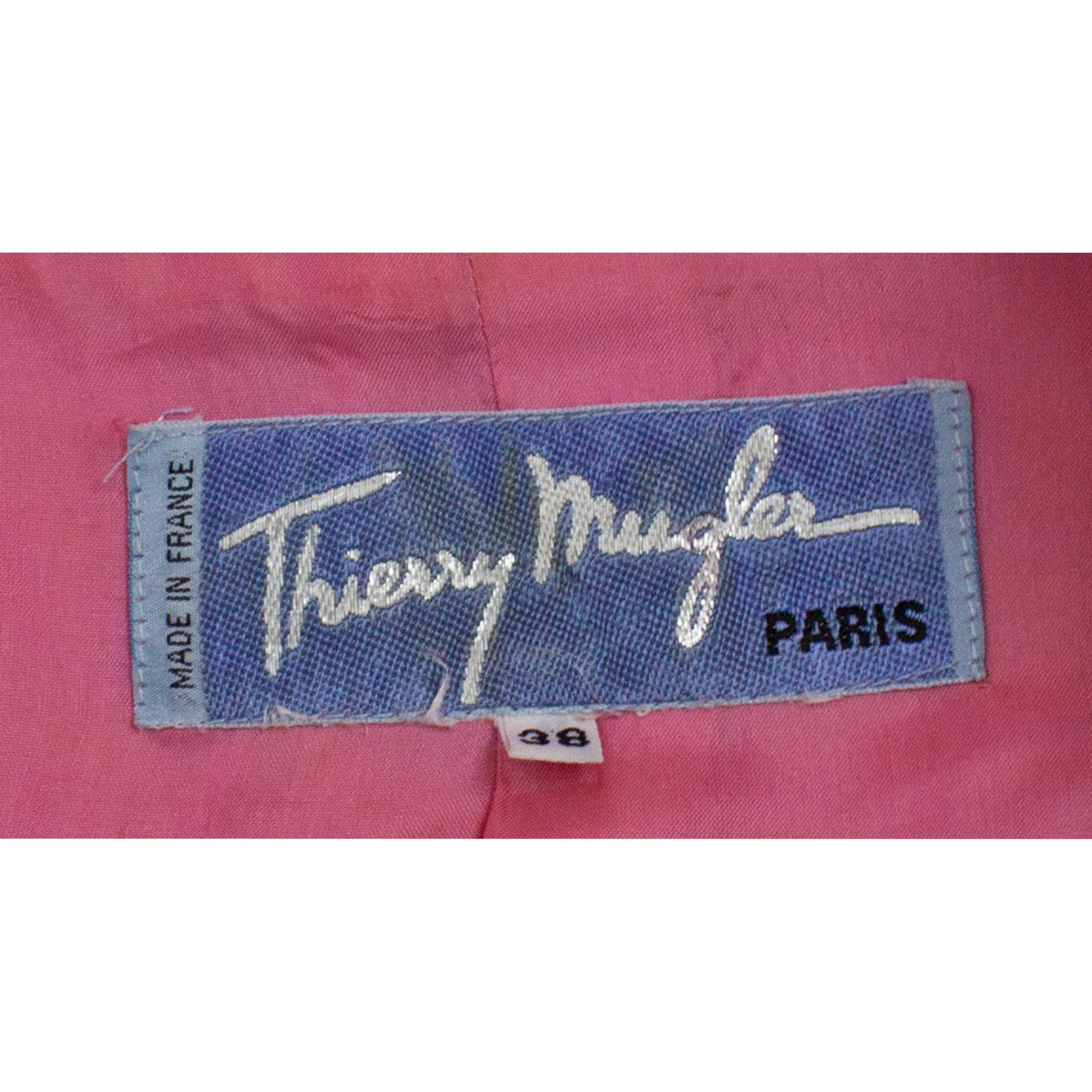 Rare Thierry Mugler documented museum bubble gum pink asymmetric jacket, c.1988 3