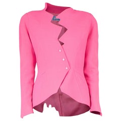 Rare Thierry Mugler documented museum bubble gum pink asymmetric jacket, c.1988