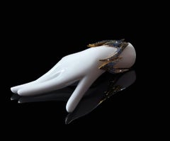 Rare Thierry Mugler FW 2000 Sculptural Crystal Bracelet Cuff