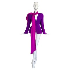 Rare Thierry Mugler FW 2001 Bombshell Silk Runway Jacket with Scarf