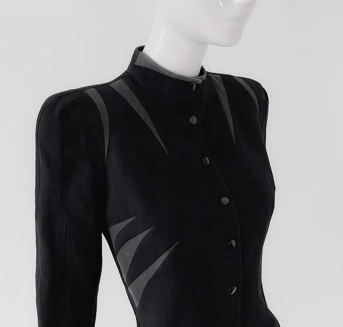 Women's Rare Thierry Mugler SS 1988 Dress Black Iconic Dramatic Collectors Piece  For Sale