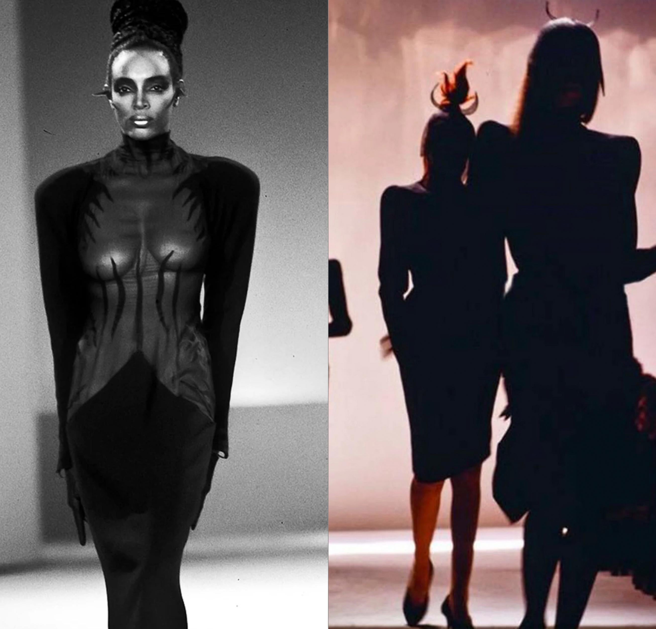 Rare Thierry Mugler SS 1988 Dress Black Iconic Dramatic Collectors Piece In Good Condition For Sale In Berlin, BE