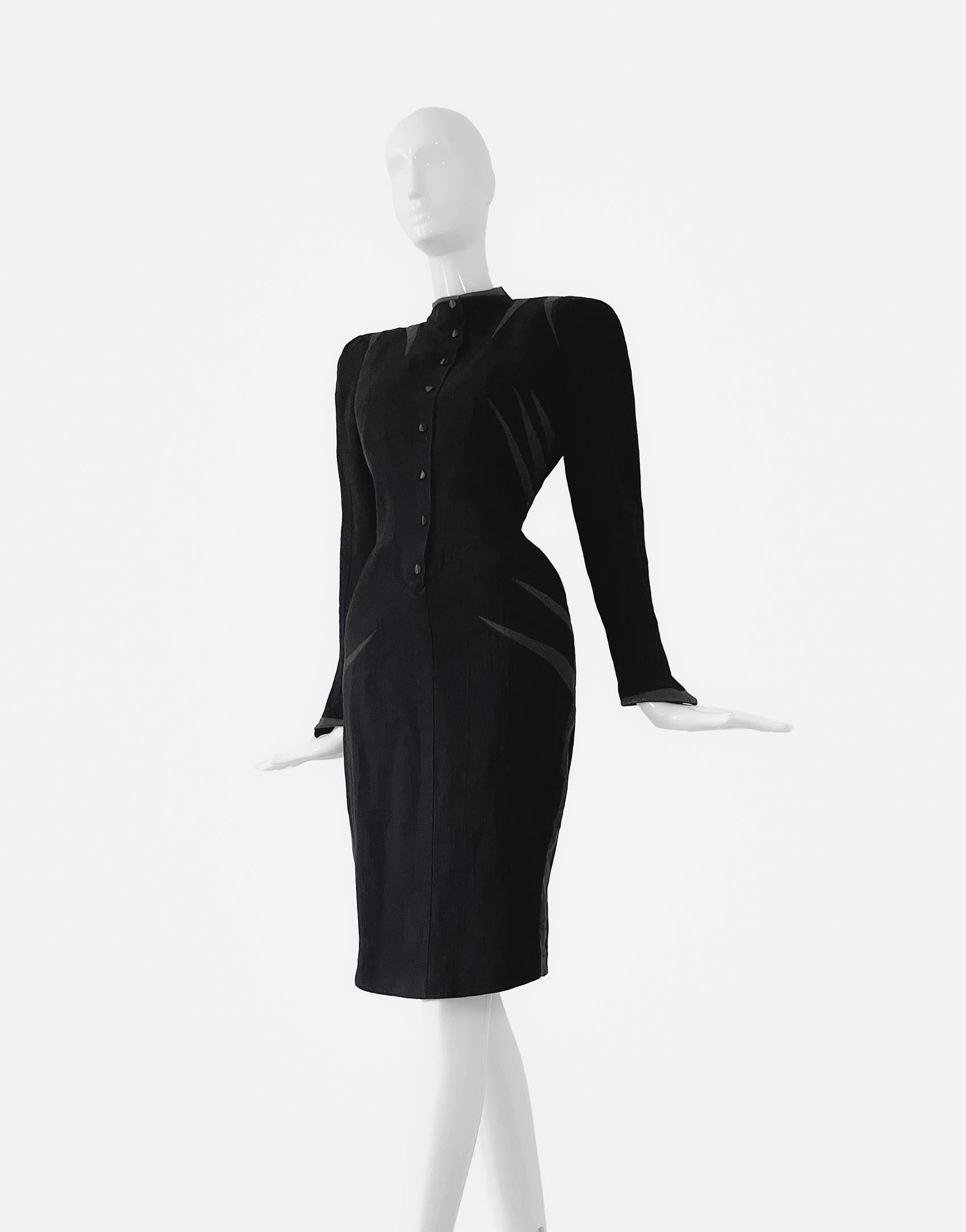 Rare Thierry Mugler SS 1988 Dress Black Iconic Dramatic Collectors Piece  For Sale 5