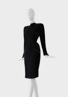 Rare Thierry Mugler SS 1988 Été Africain dramatic Dress Black