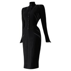 Rare Thierry Mugler SS 1988 Été Africain dramatic Dress Black