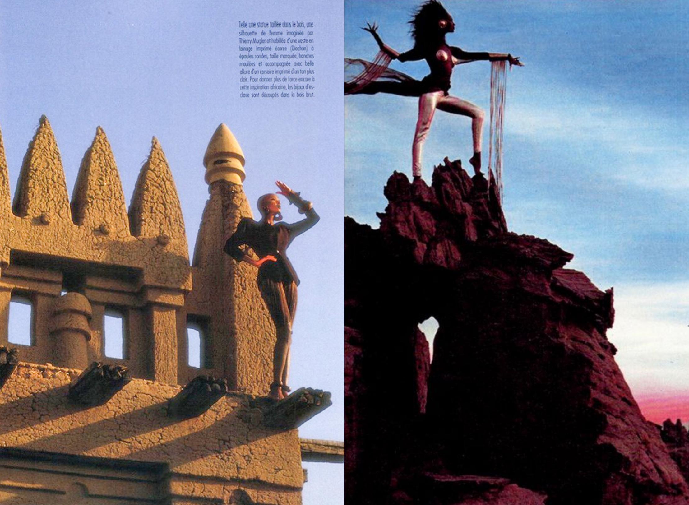 Women's Rare Thierry Mugler SS 1988 Iconic African Collection Sculptural Dress For Sale