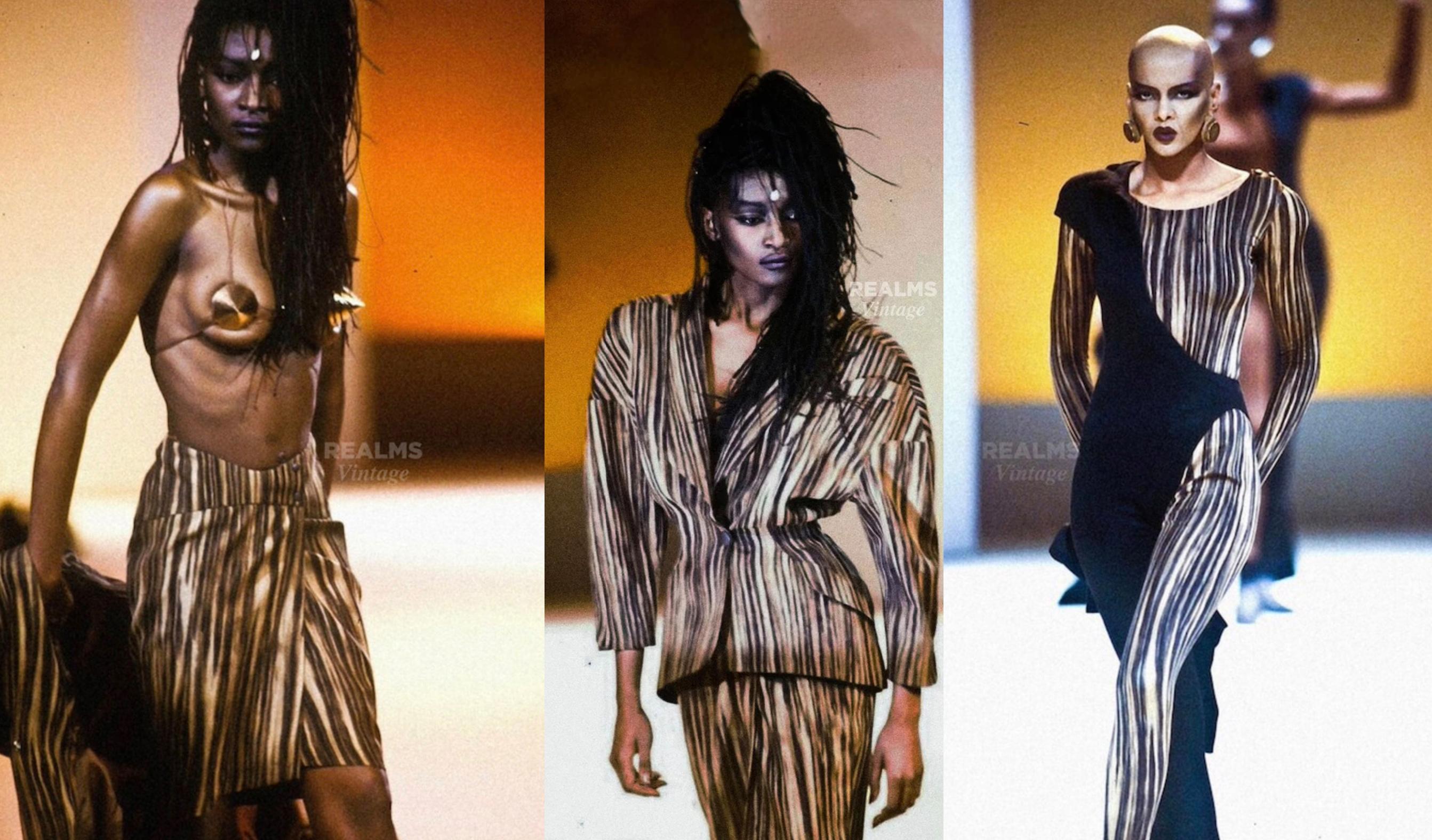 Black Rare Thierry Mugler SS 1988 Iconic African Collection Sculptural Dress For Sale