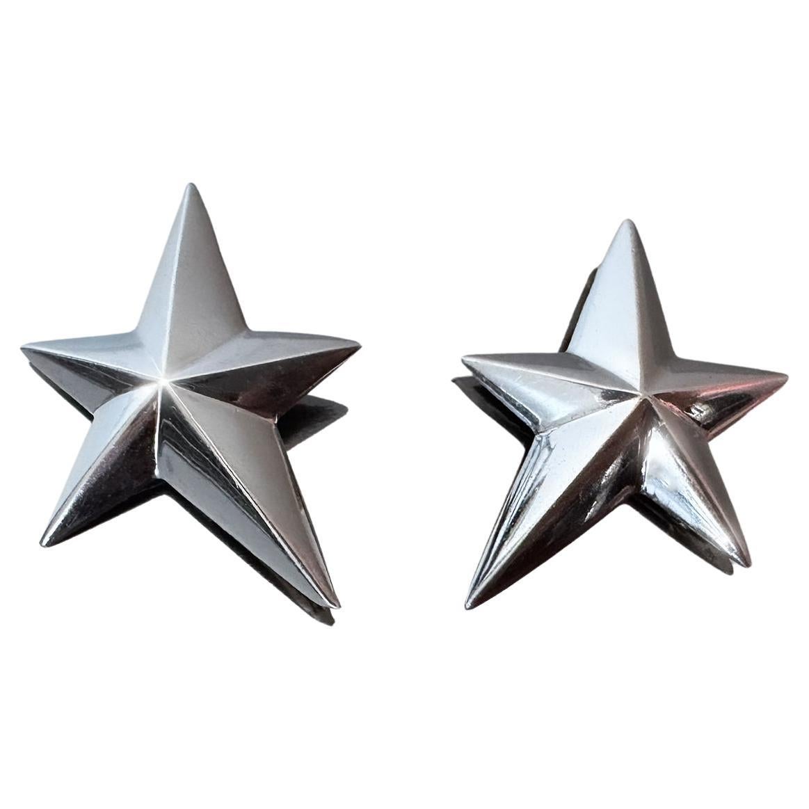 Raros Pendientes Estrella Thierry Mugler Metal Plateado ETOILE en venta