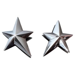 Rare Thierry Mugler Star Earrings Silver Metal ETOILE