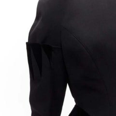 rare THIERRY MUGLER Vintage black wool geometric velvet peplum jacket  IT40 S