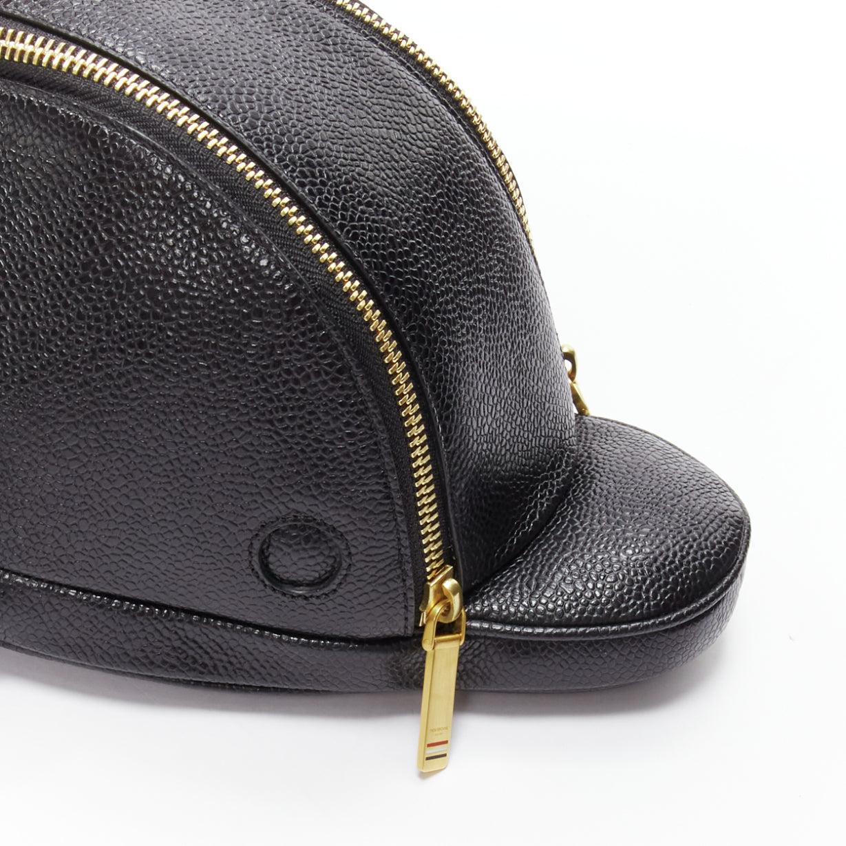 rare THOM BROWNE Mini Dolphin black pebbled leather crossbody bag For Sale 3
