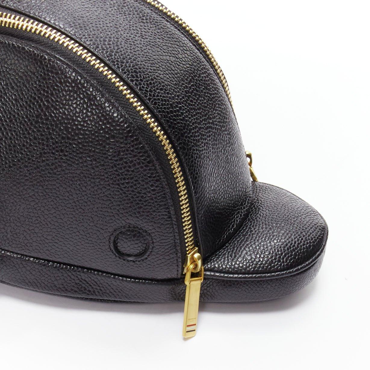 rare THOM BROWNE Mini Dolphin black pebbled leather crossbody bag 4
