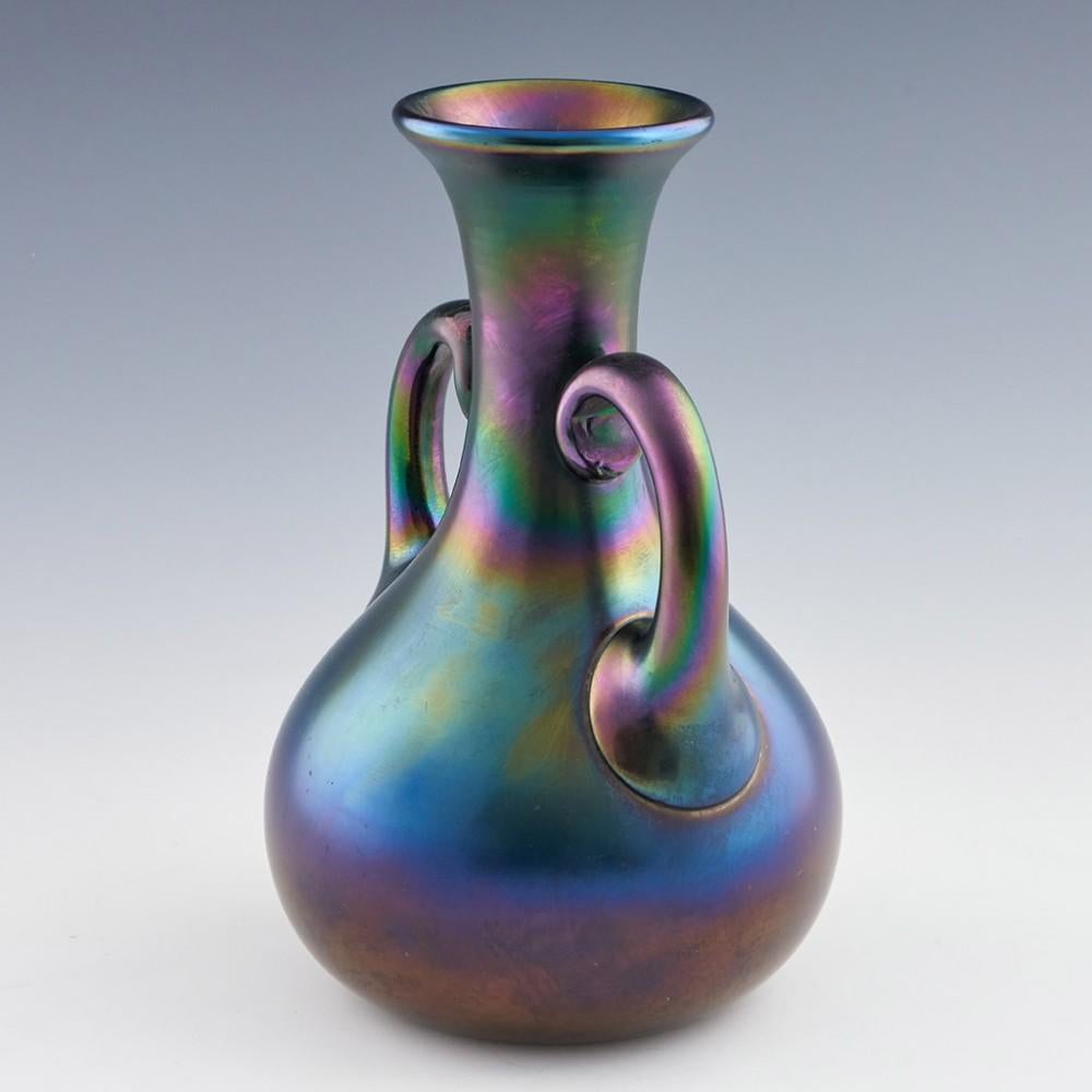 Art Nouveau Rare Thomas Webb Iridescent Bronze Glass Amphora Vase c1880