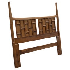 Rare Thomasville Carved Walnut & Cane Queen Size Headboard Dated 1966