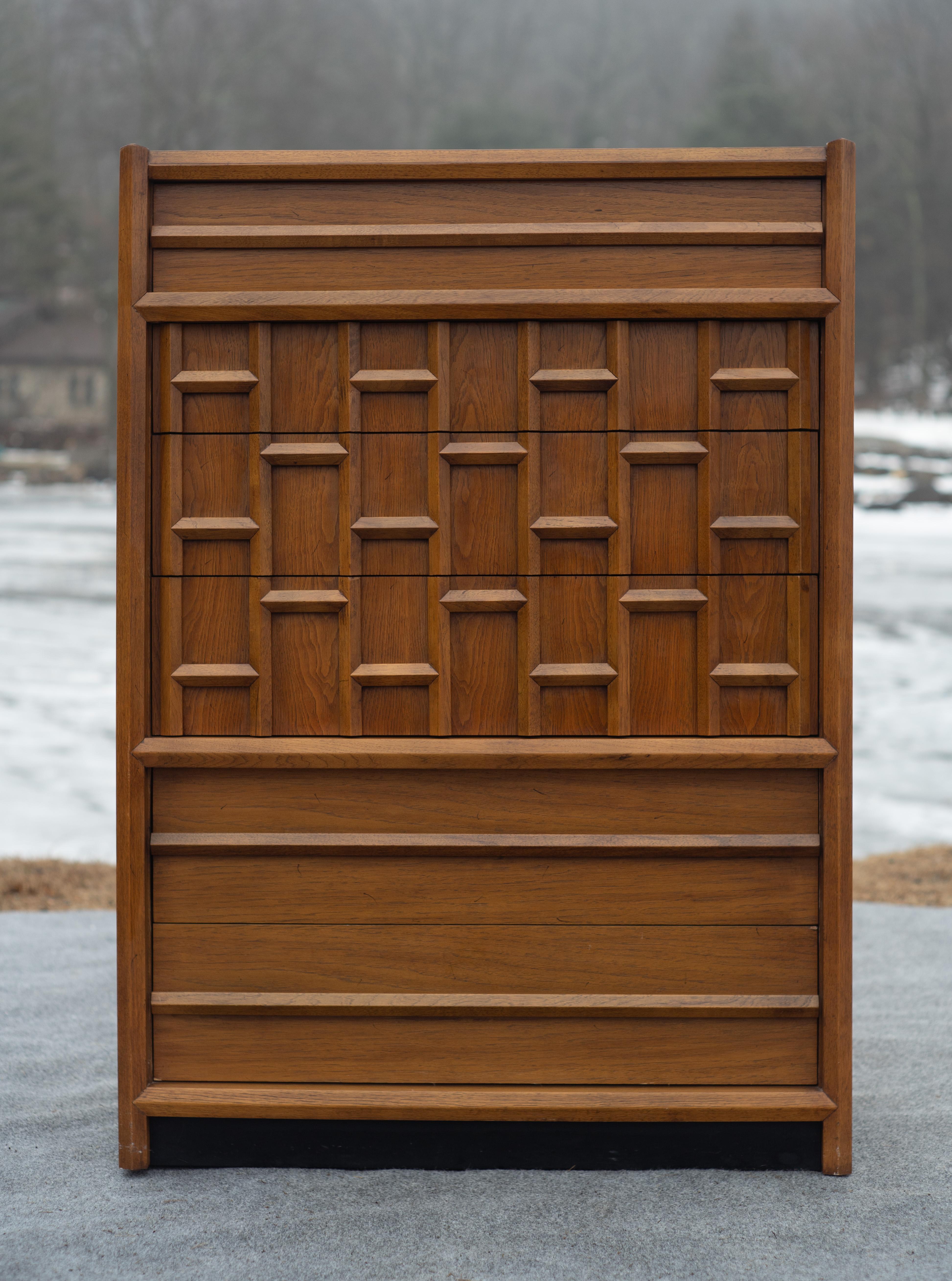 American Rare Thomasville Carved Walnut Gentleman's Chest or Tall Dresser