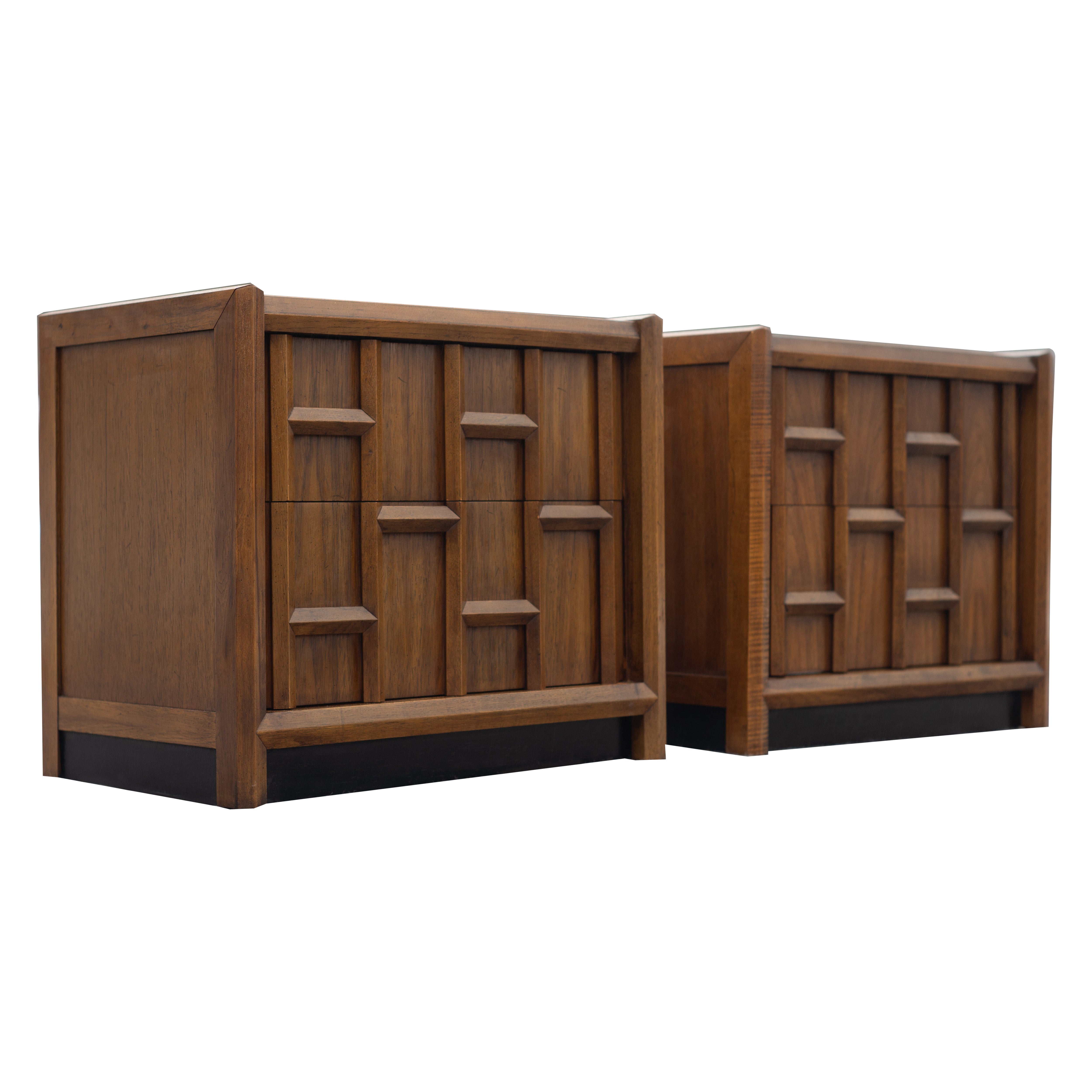 Rare Thomasville Carved Walnut Nightstands or End Tables Dated 1966