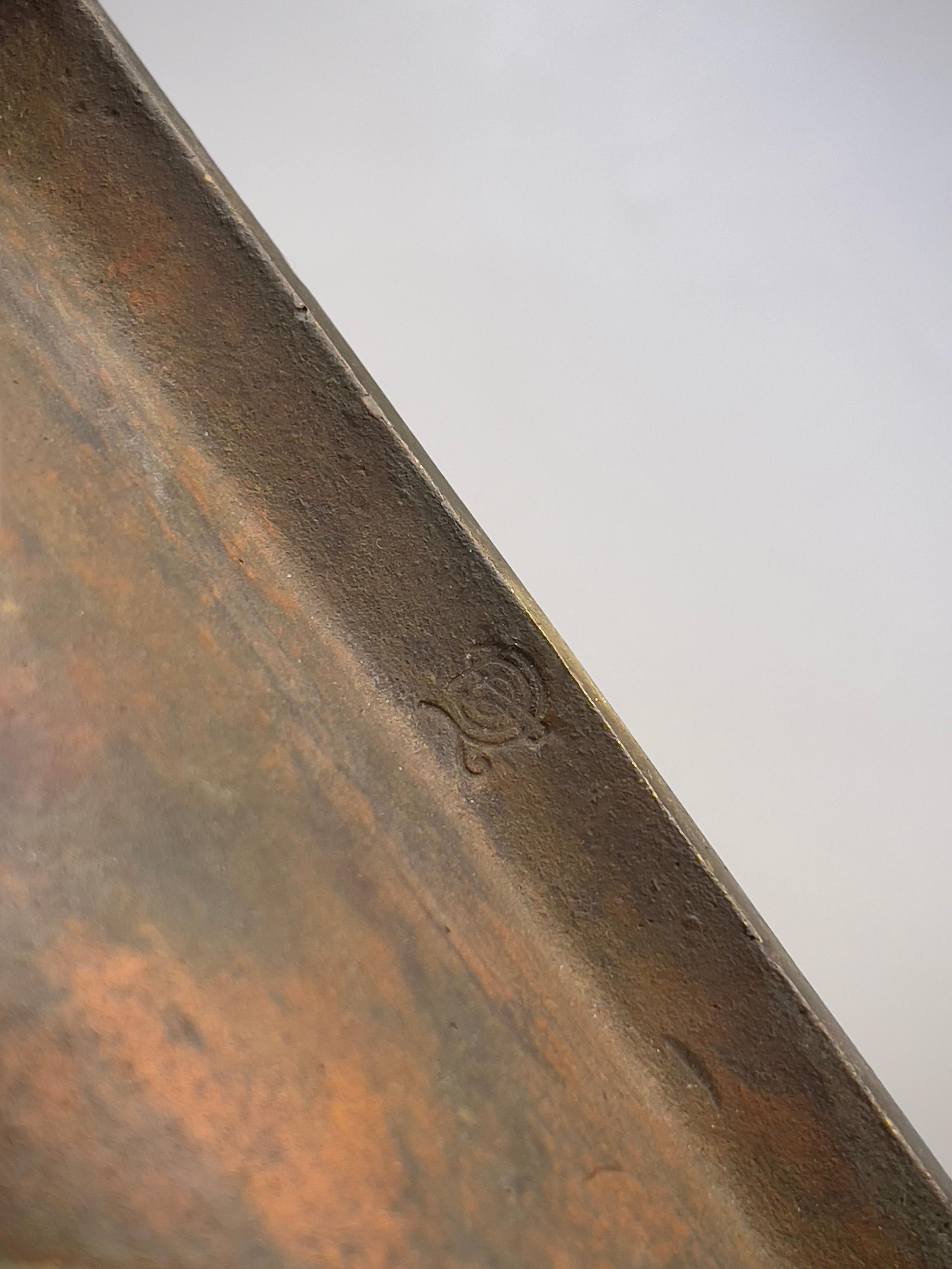 Rare Thorvald Bindesbøll, Denmark 1900's patinated solid bronze table lamp. For Sale 4