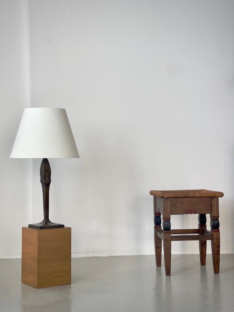 Bronze Rare Thorvald Bindesbøll, Denmark 1900's patinated solid bronze table lamp. For Sale