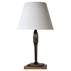 Rare Thorvald Bindesbøll, Denmark 1900's patinated solid bronze table lamp.