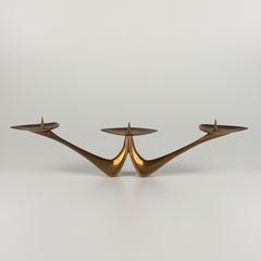Rare Three-Light Brass Candelabra by Klaus Ullrich, Germany 1950s