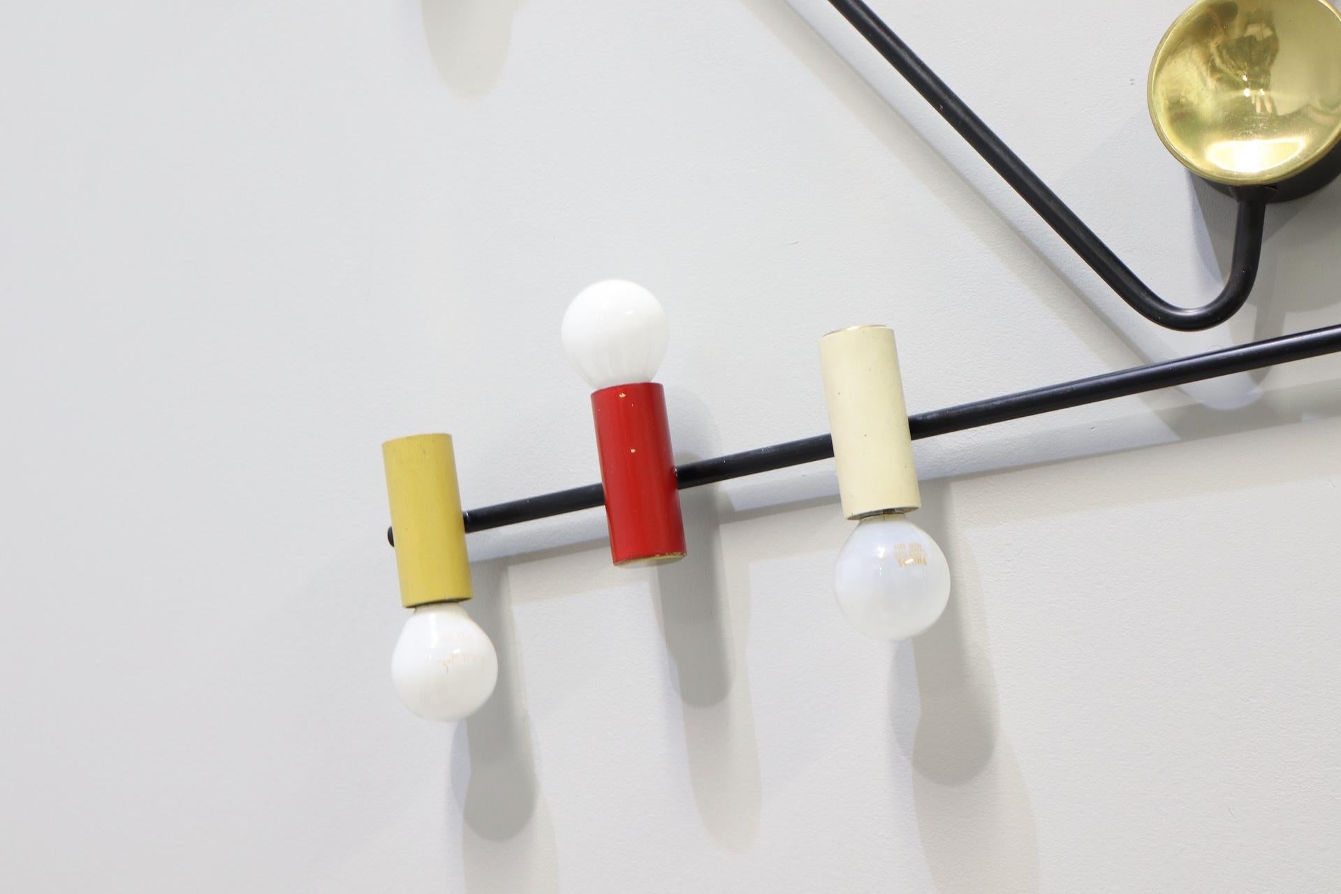 Raro aplique de tres luces de Bruno Gatta en venta 3