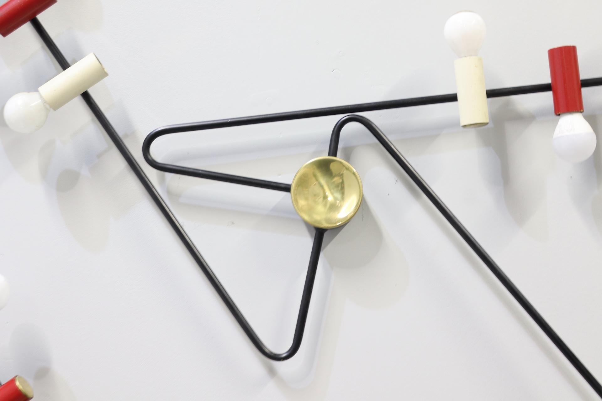 Raro aplique de tres luces de Bruno Gatta en venta 5