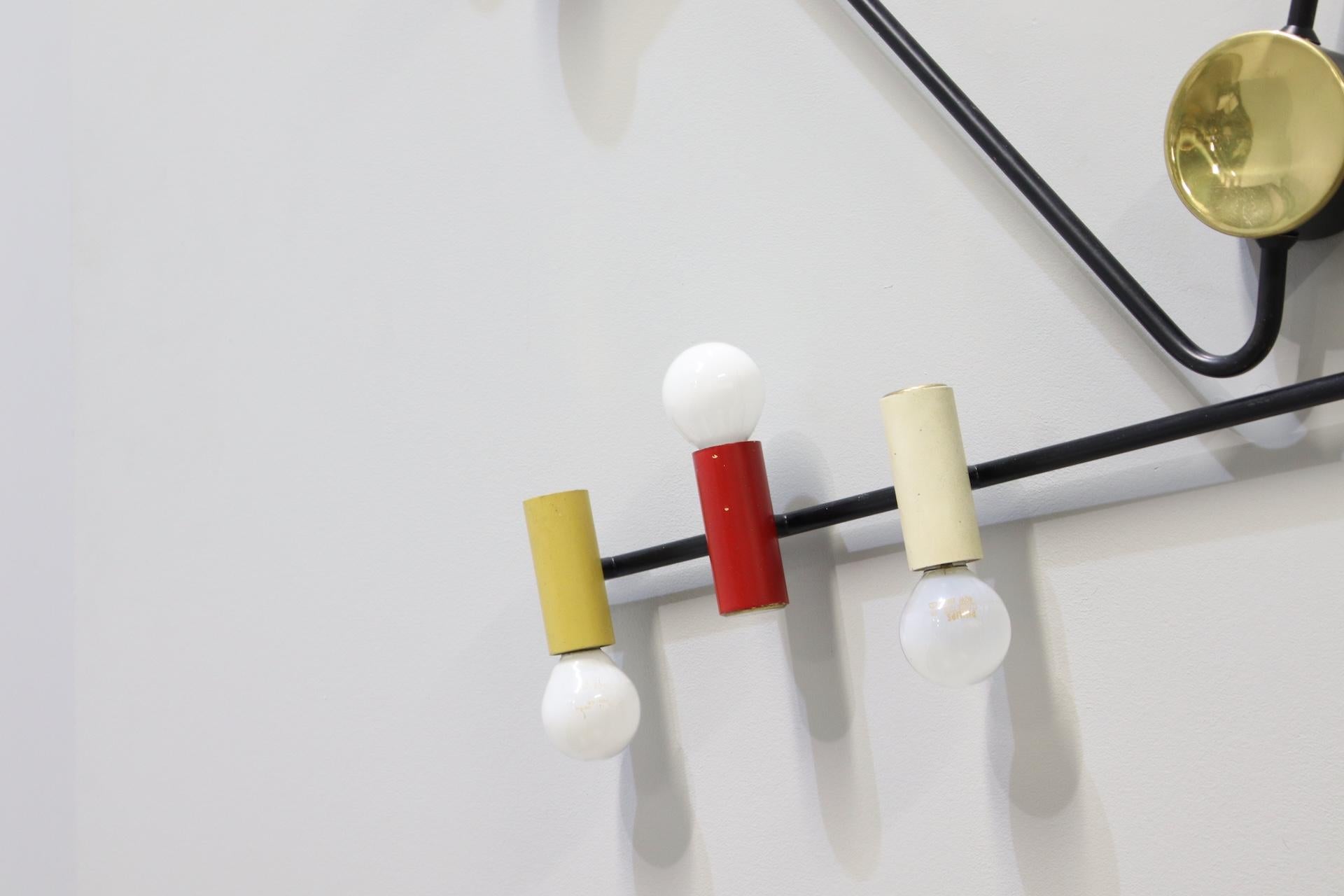 Raro aplique de tres luces de Bruno Gatta en venta 6