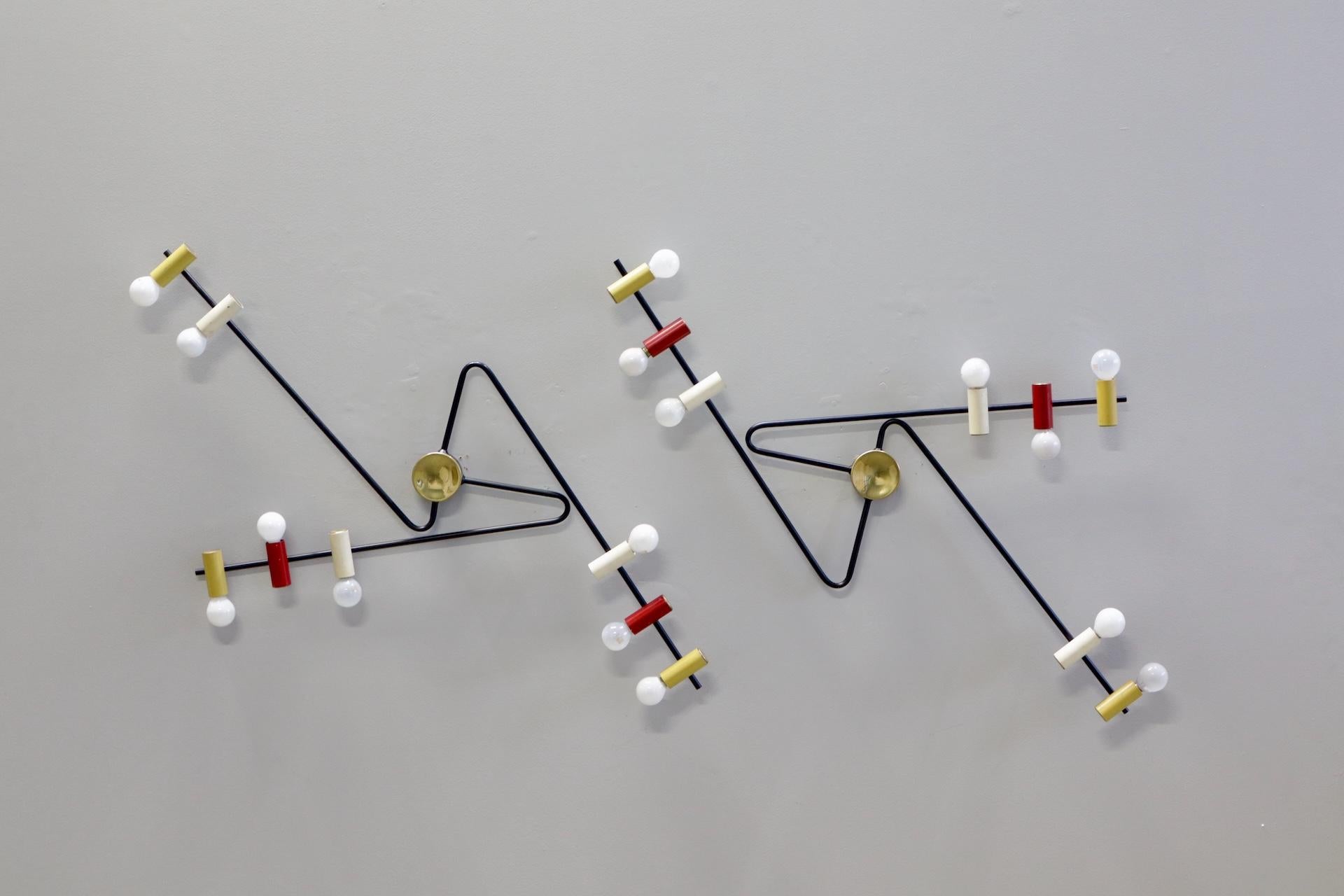 Raro aplique de tres luces de Bruno Gatta Moderno de mediados de siglo en venta