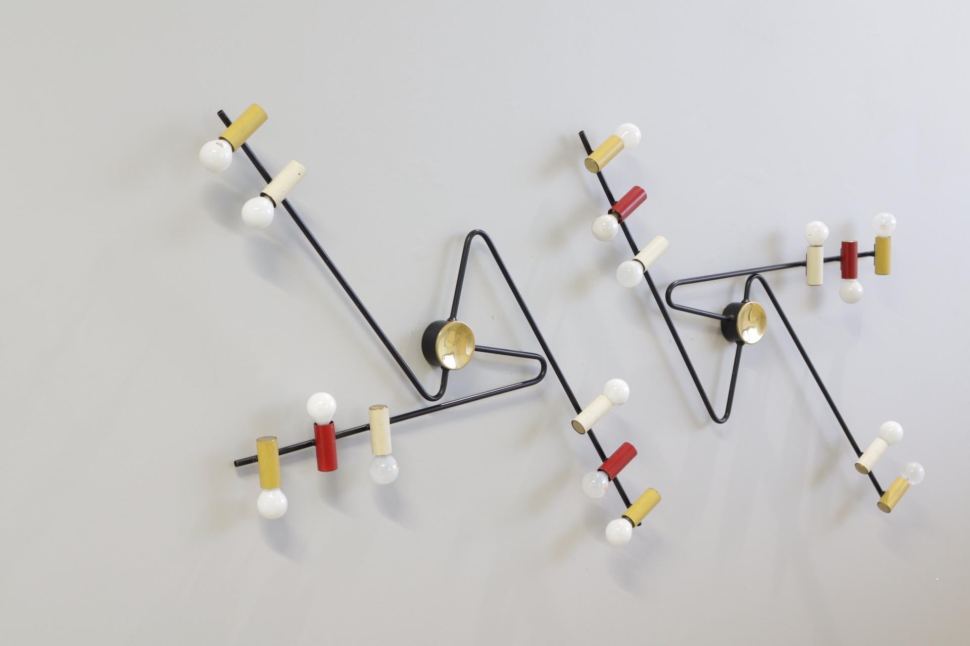 Raro aplique de tres luces de Bruno Gatta siglo XX en venta