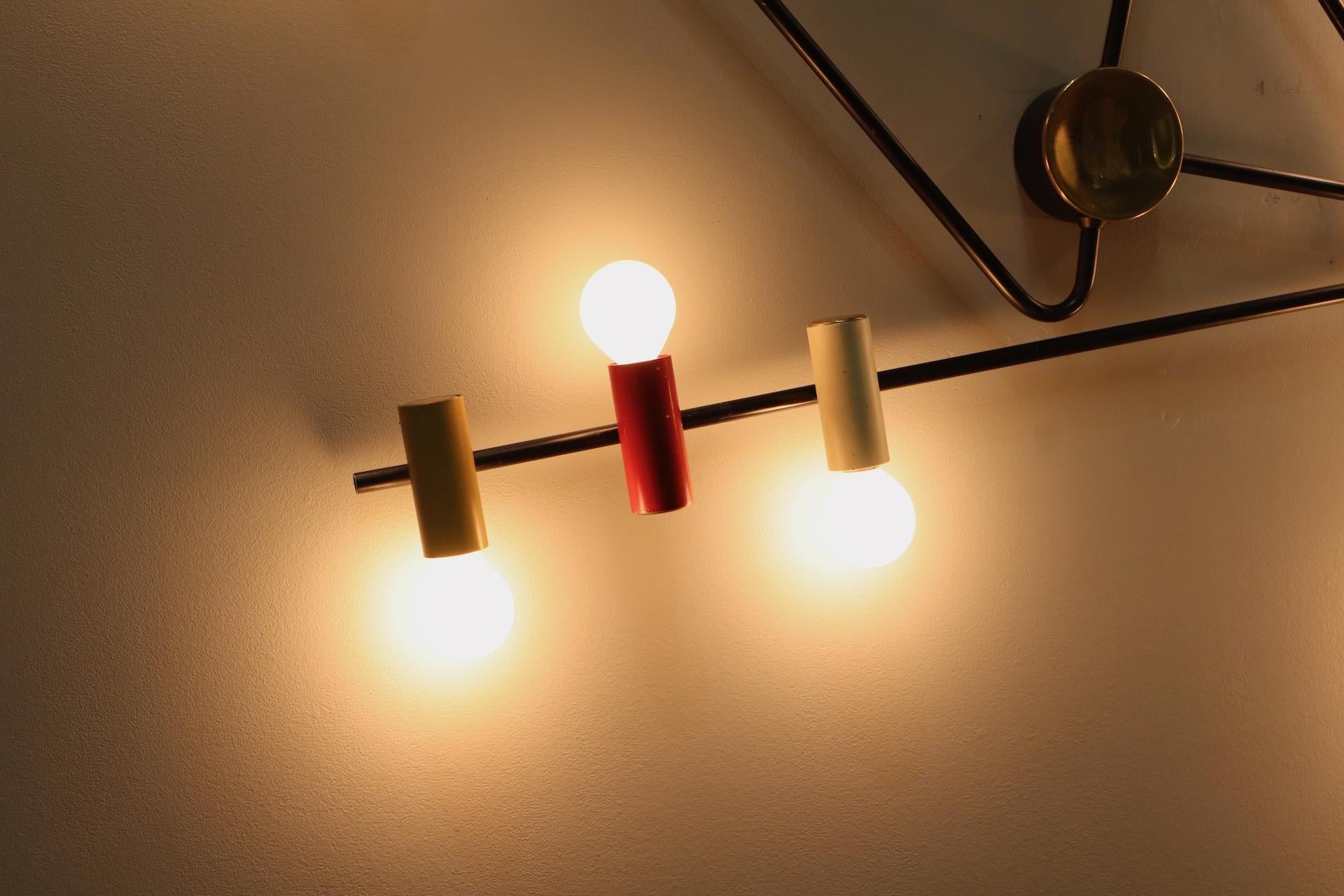 Raro aplique de tres luces de Bruno Gatta en venta 2