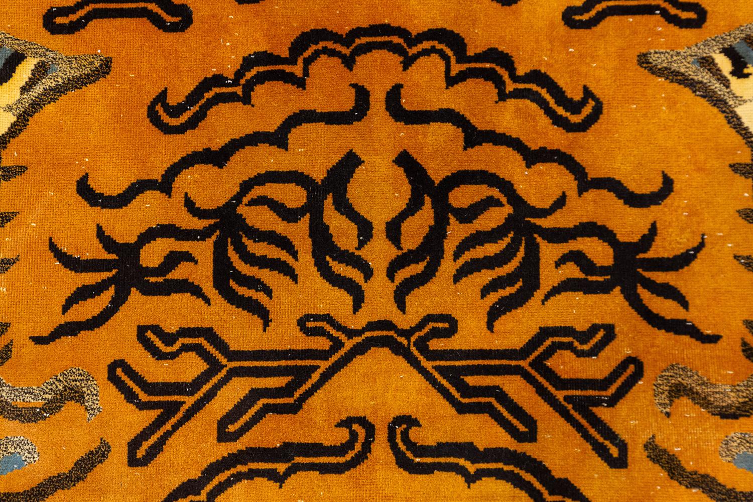 Antique Tibetan Tiger Rug with Shape of “TIGER”, 1900-1920 8