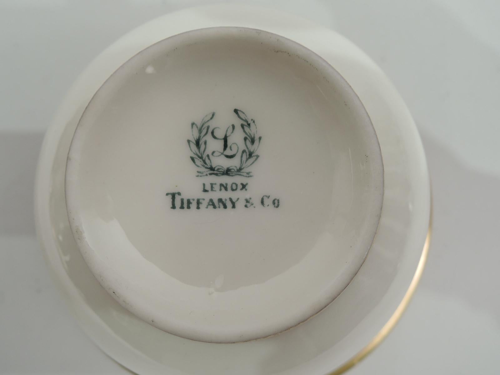 Rare Tiffany Chrysanthemum Bouillon Bowls & Original Lenox Inserts For Sale 1