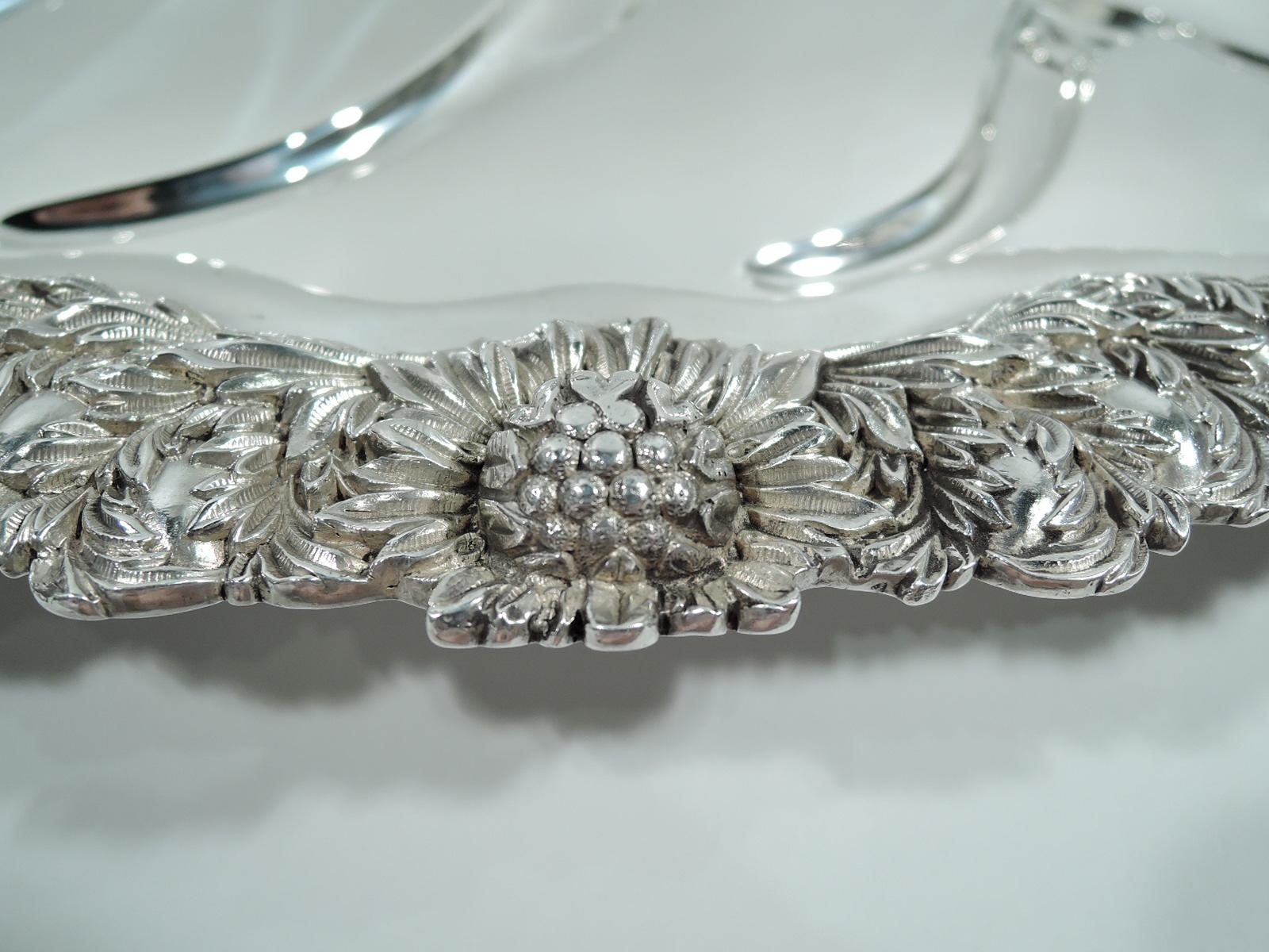 Japonisme Rare Tiffany Chrysanthemum Sterling Silver Well & Tree Meat Platter