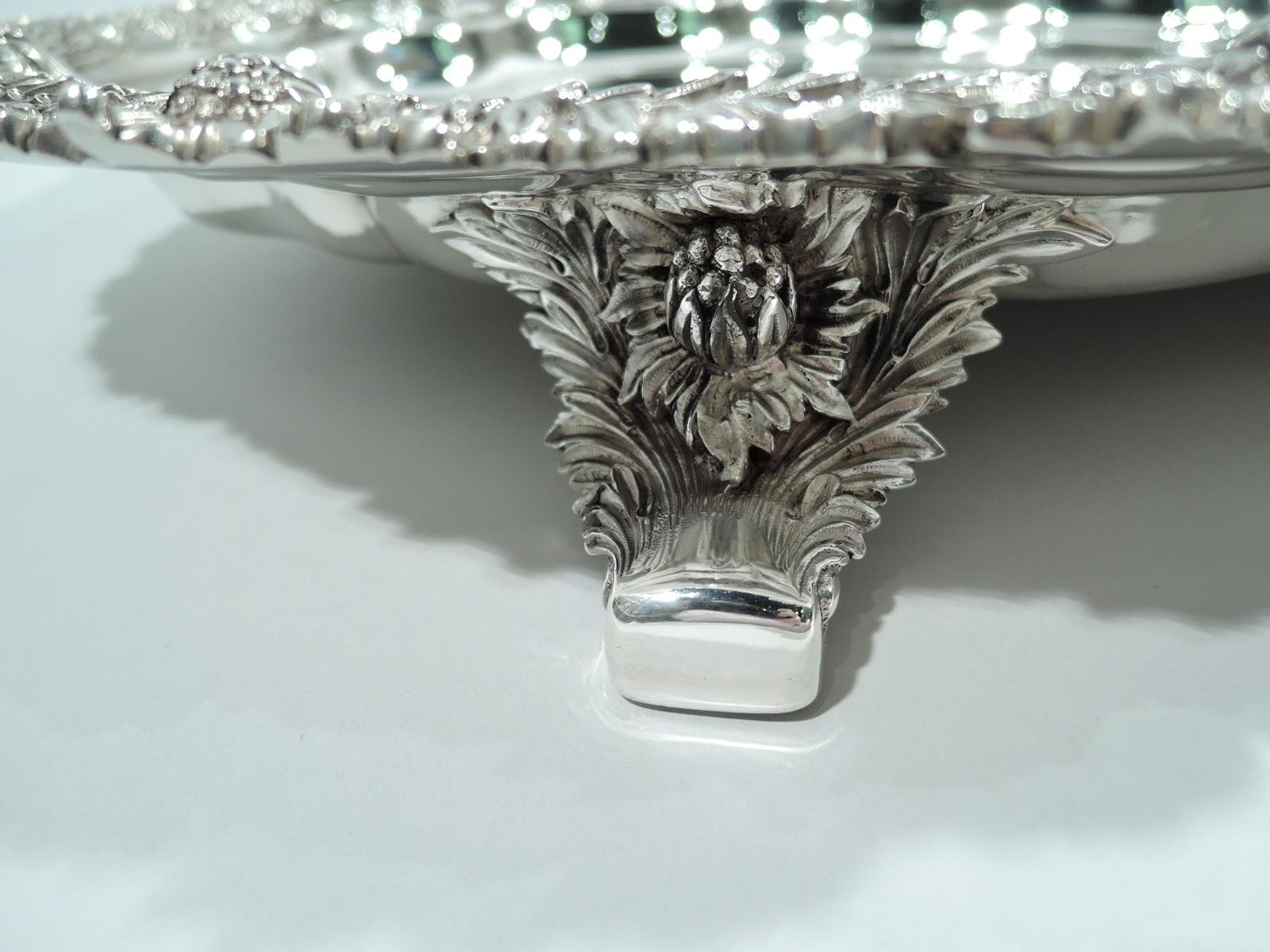 Argento 925 Raro piatto da portata in argento Tiffany Chrysanthemum Well & Tree