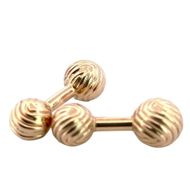 Women's or Men's Rare Tiffany & Co. 14K Yellow Gold Knots Cufflinks Set For Sale