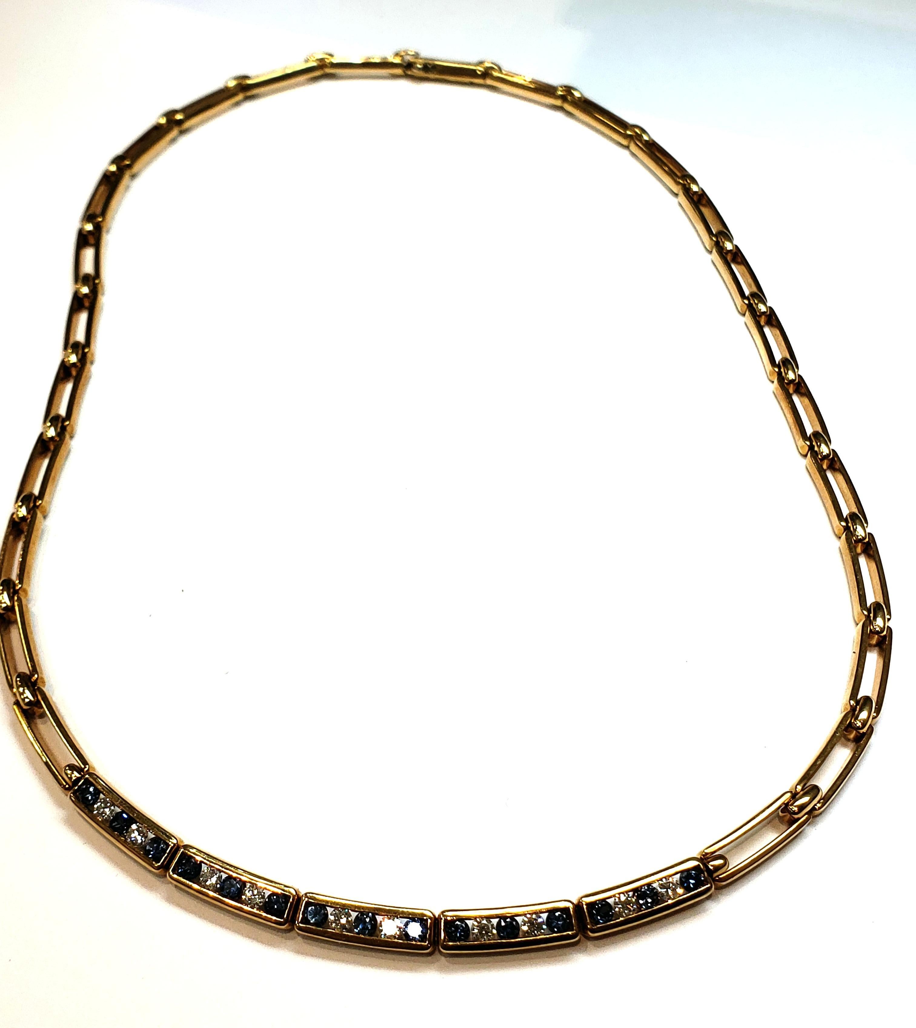 Contemporary Tiffany & Co. 18 Karat Yellow Gold Choker Necklace with Sapphires and Diamonds For Sale