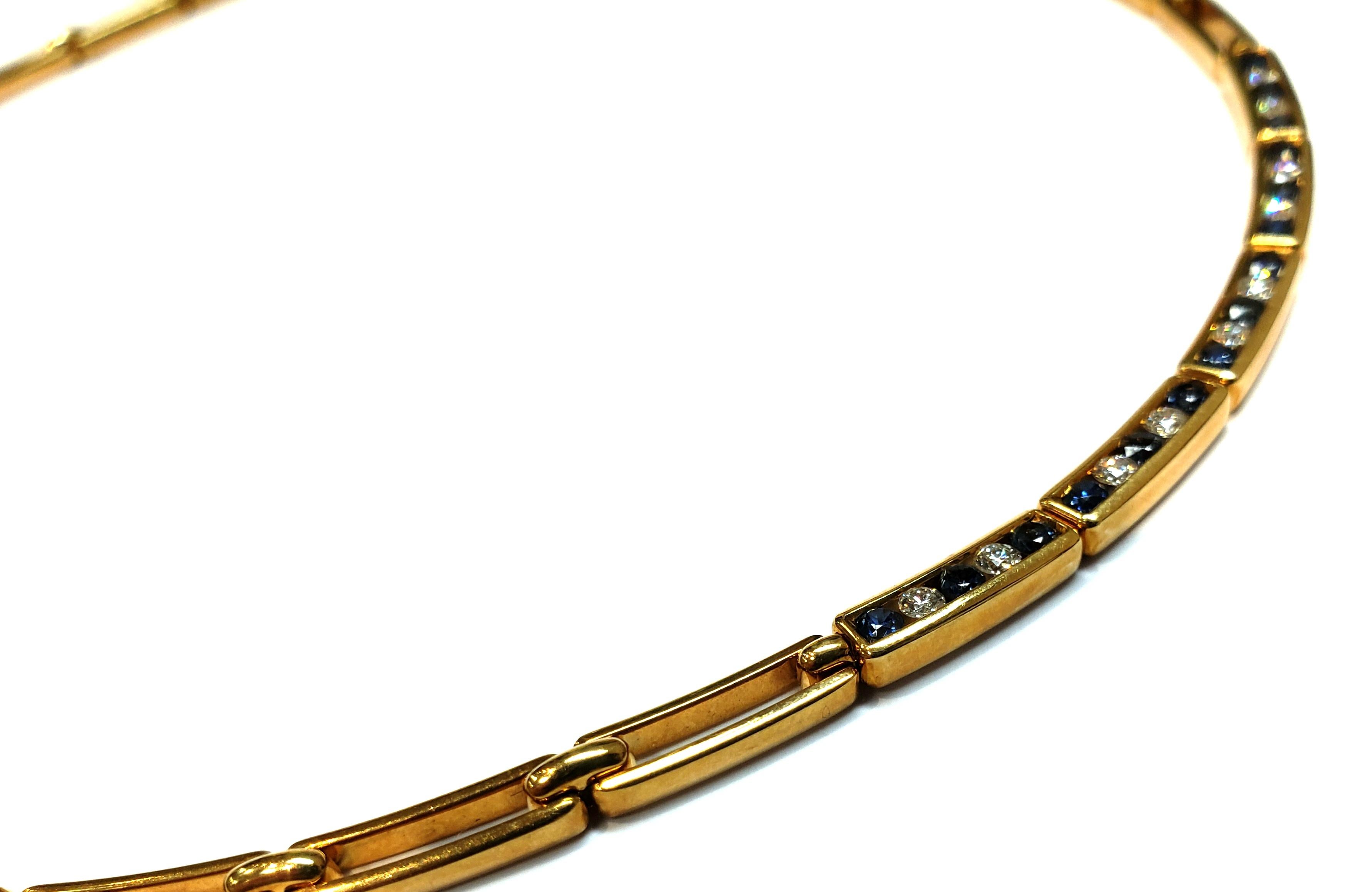 Tiffany & Co. 18 Karat Yellow Gold Choker Necklace with Sapphires and Diamonds For Sale 2